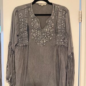 Solitaire Gray Embroidered Blouse